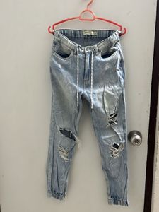 Ripped Denim Joggers