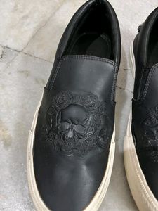 ZARA BLACK WHITE SLIP ON SNEAKERS UK 8