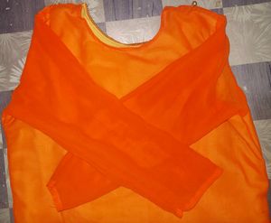 Orange mirror work Kurti