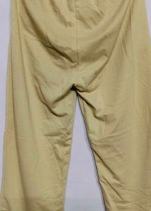 Beige Drawstring Wide Leg Pants