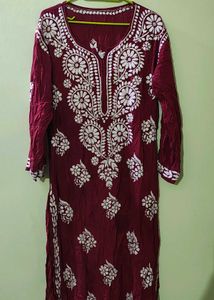 Maroon Chikankari Kurta.