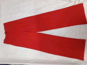 Women Regular Fit Red Lycra Blend Trouser