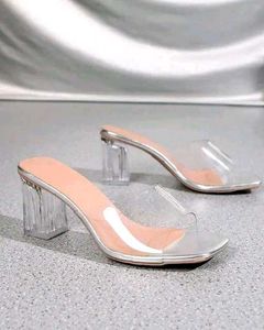Clear medium Heel Mules