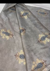 Beautiful grey and golden Soft linen cotton fabric