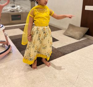 Yellow Lehnga For Little Girl