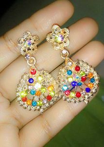 Colorful Gemstone Flower Drop Earrings