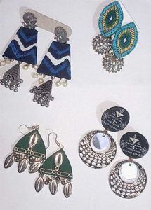 4 COMBO BOHEMIAN FABRIC EARRINGS