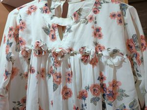 Floral Top With Ruffled Sleeves