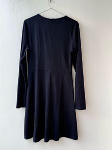 Black Ribbed Long Sleeve Dress