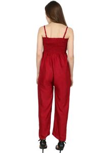 A Non Branded Maroon Cotton Jumpsuit