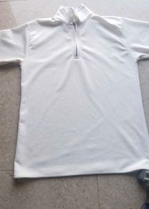 White Zip-Up Short Sleeve Top