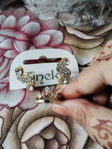 Crown Ring &amp; Crystal Ear Climber Set
