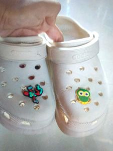 Cream Crocs With Charming