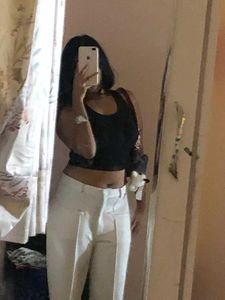 black tank top and white pant set