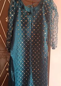 Teal Embellished Kurti