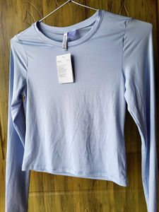 H&amp;M Long Sleeve Microfibre Powder Blue Top/ S