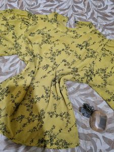 Yellow Floral Print Top