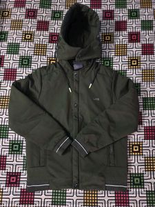 Men Olive Hooded Jacket