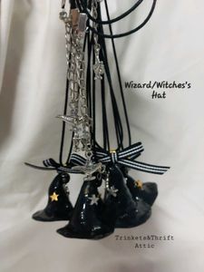 Handmade Wizard/Witch Hat Clay Charm Necklace