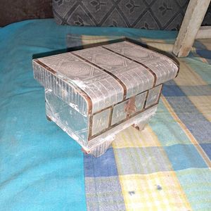 Vintage Silver Metal Treasure Chest
