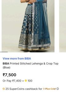 Blue Printed Lehenga Choli Set (Women’s)
