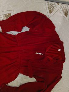 Red Bow Tie Blouse