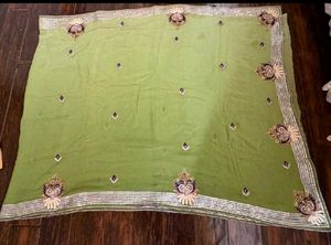 Green Festive Saree-Intricate Designed With Blouse