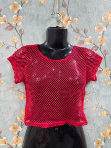 Red Fishnet Top