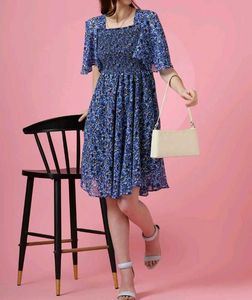 Floral Blue Midi Dress