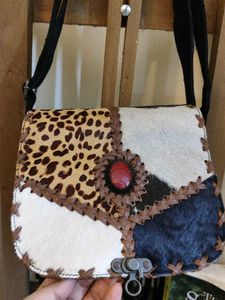 patchwork leather sling