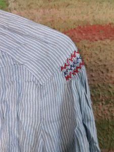 Striped Embroidered Top