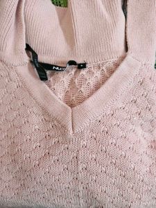 Pink Knit Turtleneck Sweater