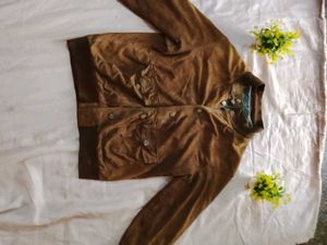 leather mix jacket
