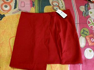 RED shein skirt