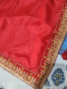 Beautiful Red Cream Silk Saree