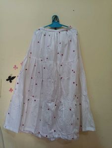 Red Heart White Maxi Skirt