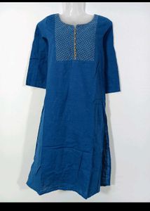 Blue Embroidered Tunic Top