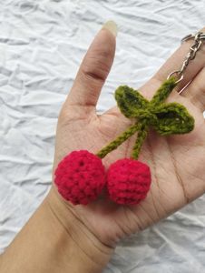 Crochet Cherry Keychain