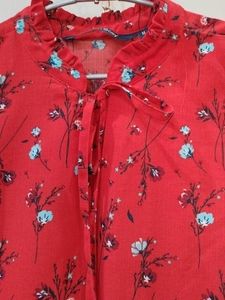 Allen Solly Floral Ruffled Red Top