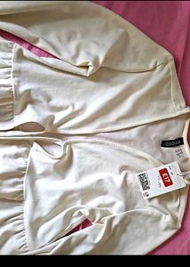 H&M White Coat With Bell Sleeves