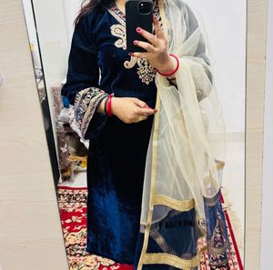 velvet kurti set with duppata