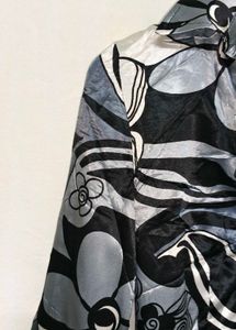 Abstract Floral Print Button-Up Top