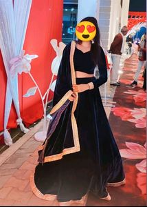 Velvet Fully Stitchd Lehnga Choli With Dupatta