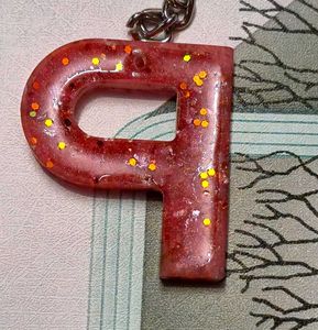 New P Letter Keychain Resin