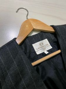 Women Charcoal Striped Blazer