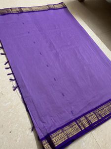 Purple Cotton Saree with Border