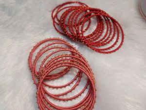 Red & Gold Thread Bangles
