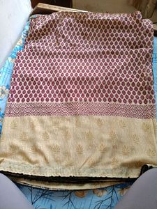 Beautiful Light Silky Cotton Beige Saree🍬