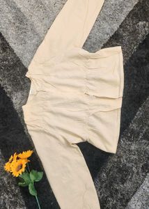 Beige Cinched Waist Blouse