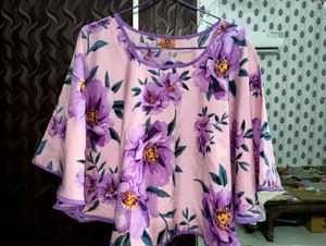 Floral Print Cape Top